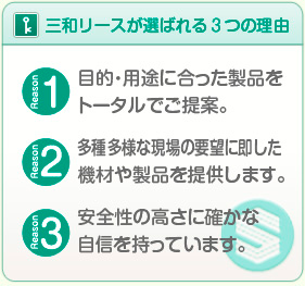 三和リースが選ばれる３つの理由